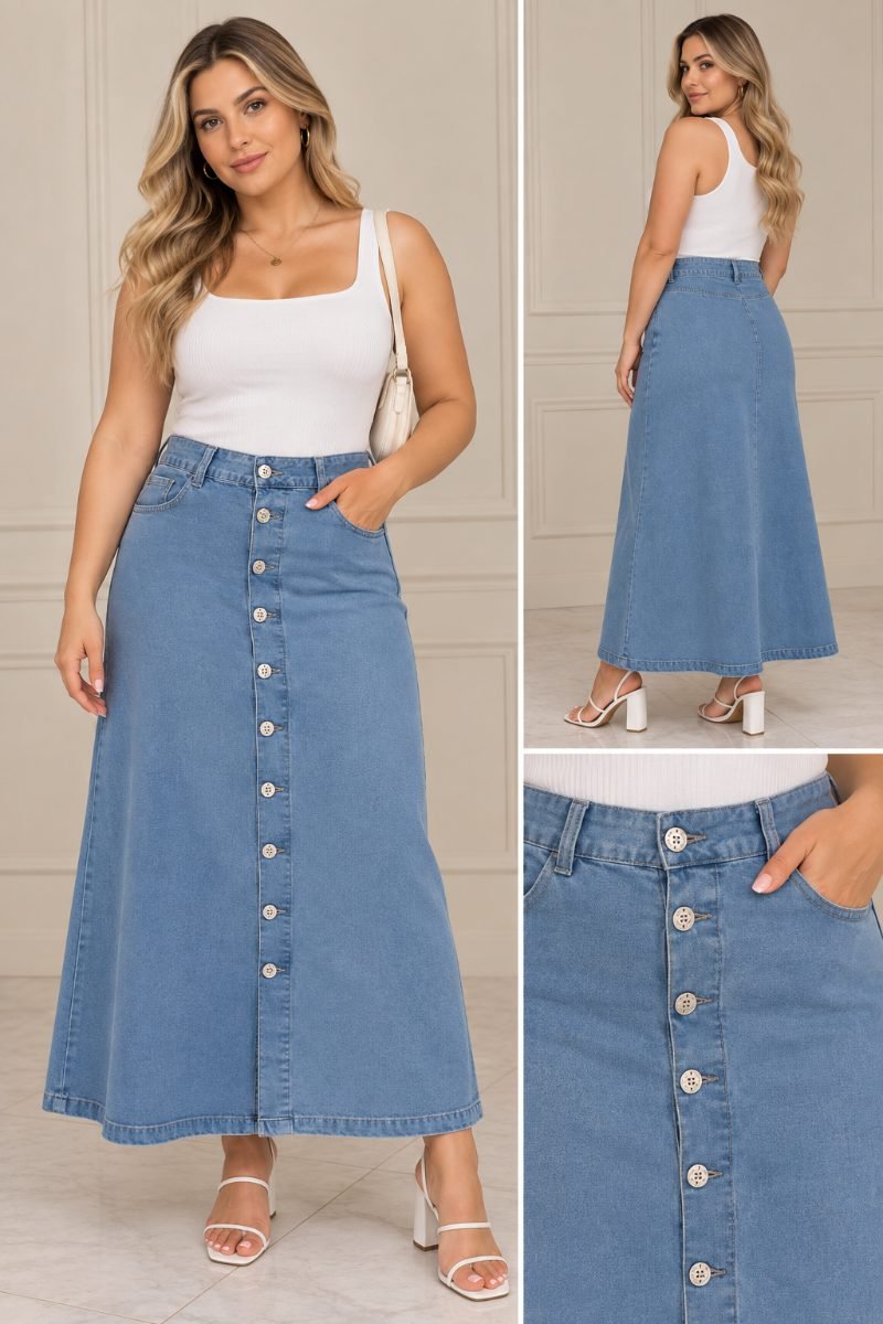 Saia jeans longa