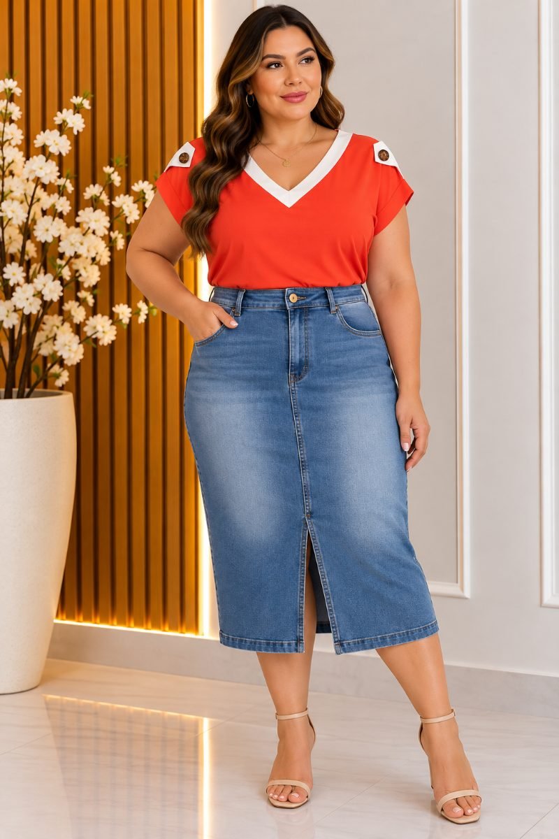 Blusa e saia jeans