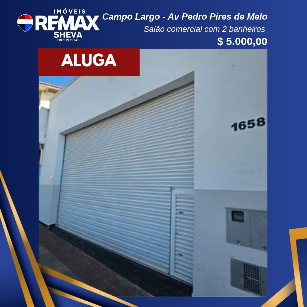 Salão comercial 257 m² com 2 banheiros em Campo Largo