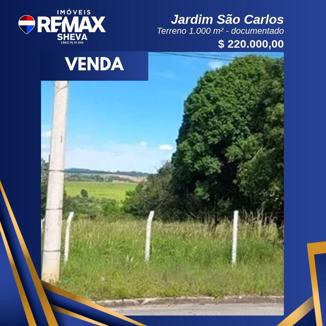 Terreno 1.000 m² no Jardim São Carlos - documentado