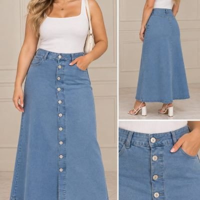 Saia jeans longa