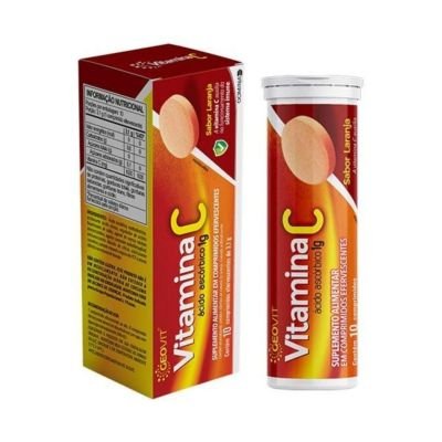 Vitamina C efervescente 1g sabor laranja Geovit 10 comprimidos