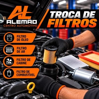 Troca de filtros (óleo, ar, cabine, combustível)