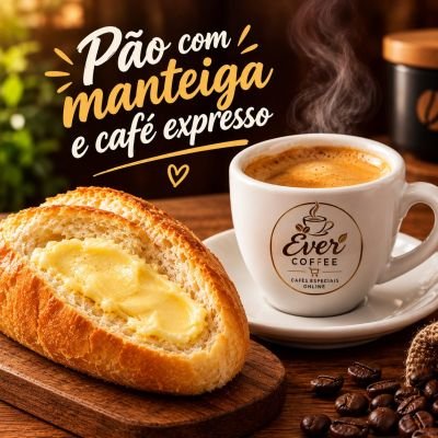 Pão com manteiga e café expresso